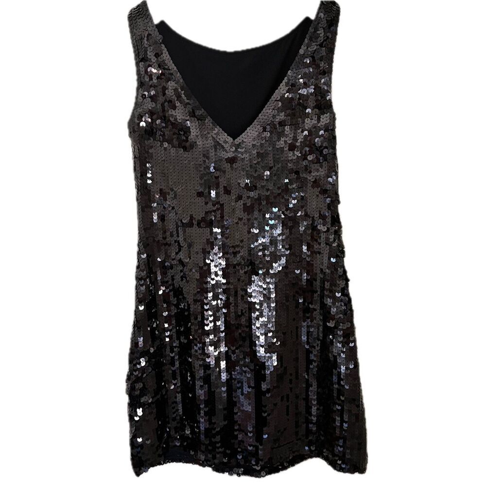 Banana Republic NWT Black Sequin Cocktail Mini Dress 6 - Picture 2 of 7